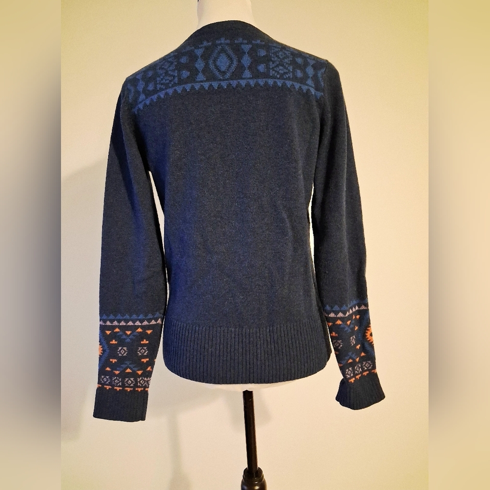 Sundance Fair Isle Navy Blue Merino Wool Women's Sweater - Picture 2 of 11